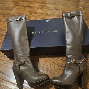 Ralph Lauren Blue Label Chocolate Heeled Boots